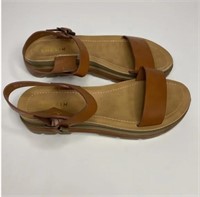 New Shein Brown Faux Leather Sandal Sz 5.5