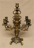 D'Ore Bronze Bow and Ribbon Accented Candelabrum.