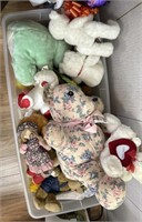 Large tote full of misc stuffed animals and dolls