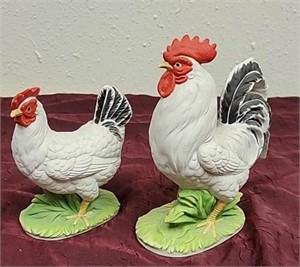 Vintage Chicken & Rooster Porcelain Figurines