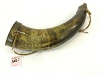 Ornate Carved Powder Horn-Dated 1814-