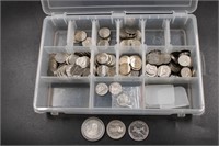 COLLECTION OF NICKELS IN CASE W TRIO OF $1 COINS