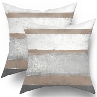 Grey Brown Pillow Covers 16x16 Set of 2 Light