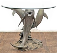 Bottlenose Dolphin Trio Bronze Cocktail Table