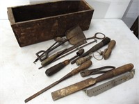 Old Wood Box, and Old Metal Tools