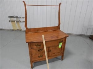 Antique commode with towel rack; approx. 36" W x