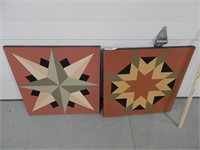 2 Painted wall hangings; each approx. 24"x24"