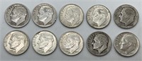 (10) Silver Roosevelt Dimes