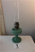 Vintage Jadeite Base Oil Lamp with Chimney(R1)