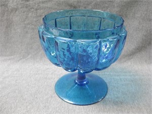 Vintage Blue Glass Compote