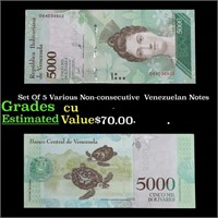 Set Of 5 Various Non-consecutive  Venezuelan Notes