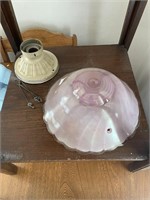 VINTAGE IN-CEILING LIGHT FIXTURE W/ PINK GLASS
