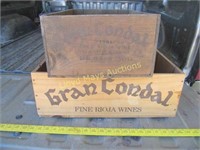 2pc Gran Condal Vintage Wood Wine Crates