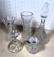 stopper bottles, crystal vases & more