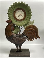 Metal Rooster Clock Decor-untested