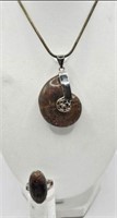 Ammonite Pendant on Sterling Chain & Sterling