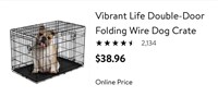 VIBRANT LIFE DOUBLE DOOR WIRE FOLDING DOG CRATE