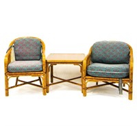 Furniture 3Pcs Wicker Chairs and Table