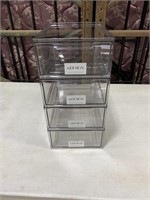 4 plastic pantry storage bins 8x13x5
