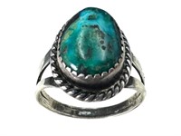 Kenny Jack Signed 925 Navajo Turquoise Ring