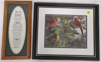 Framed Bird Print, Lord's Prayer