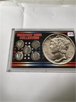 Mercury Silver Dime 5 Coin Collectionin Hard Displ