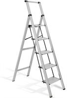 augtarlion 5 Step Ladder, Aluminum Folding, Silver