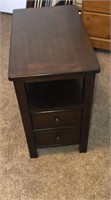 Wood 2 Drawer 1 Shelf End Table