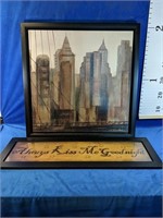 Beautiful framed "cityscape" 27" x 27" and