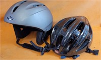 Two bicycle safety helmets