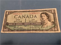 Canada $1 Bill 1954 Signed Beattie