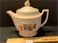 Vintage Porcelain Teapot Embossed Seam