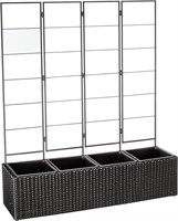 Wicker Trellis Planter with Inner Plastic Liner