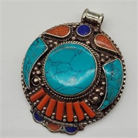SILVER OVER COPPER TURQUOISE, CORAL & LAPIS