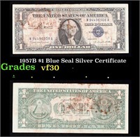 1957B $1 Blue Seal Silver Certificate Grades vf++