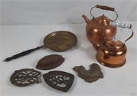 Assortment of vintage items to include two copper