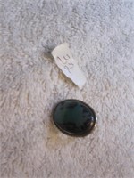 Silver plated ring with an Oval Jade stone