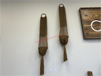 (2) WOVEN PLANT HANGERS - ABOUT 60"
