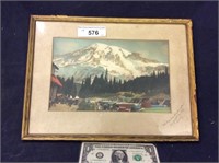 1941 print of mount rainier Washington