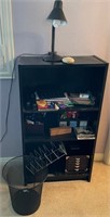 F - BOOKCASE W/ CONTENTS, LAMP, WASTEBASKET (A11)