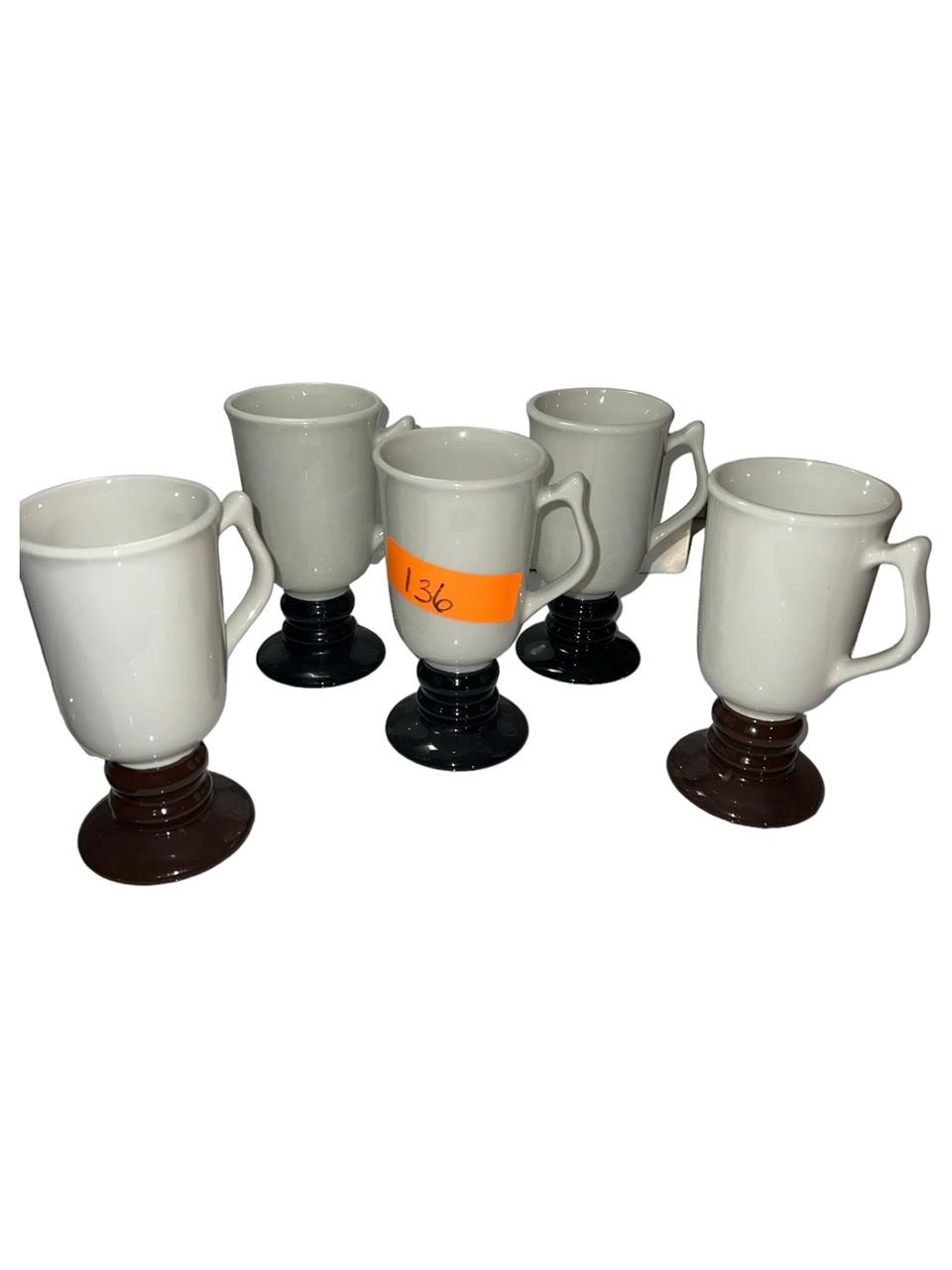 Vintage HALL pedestal Mugs - Brown & Black bottoms