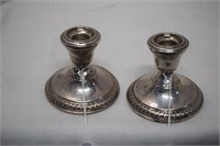 Two Weighted Sterling Candle Holders