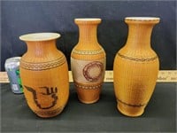 3) woven vases