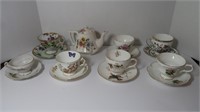 7 Bone China Teacups and Teapot