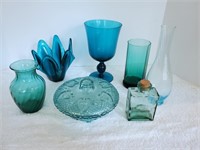 Blue & aqua glass vases