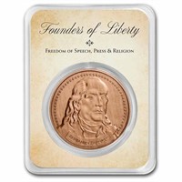 1 Oz Copper Founders Of Liberty - Franklin W/ Tep