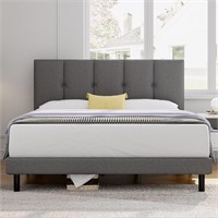 N7076  HAIIDE Queen Bed Frame Light Grey