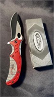 New Deer in Woods Red Pocket Knife