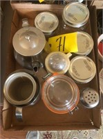 Canning jars, metal cups