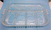 Vintage Indiana Clear Divided Glass Tray